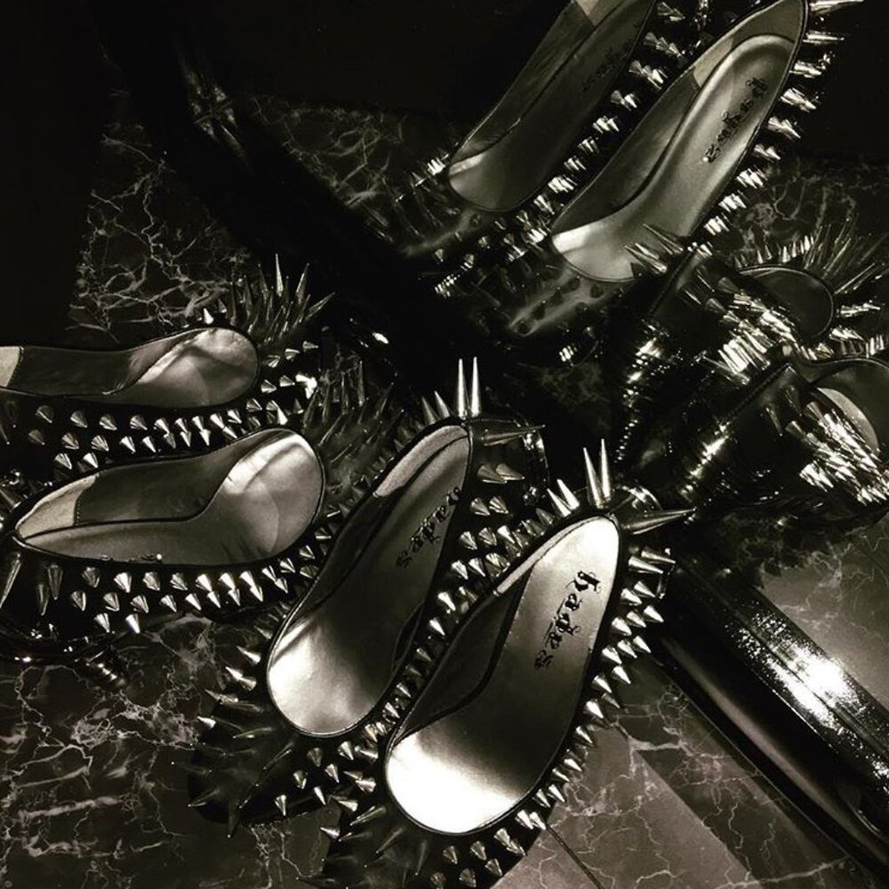 Hades ZETTA Spiked Black Pump Metallic Spinal 5" Heel 6-7-8-9-10-11 M/B Width - Picture 12 of 15